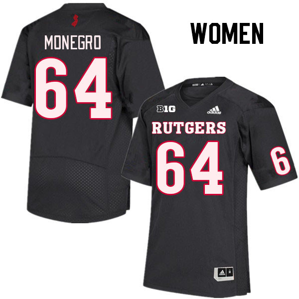 Women #64 Nelson Monegro Rutgers Scarlet Knights College Football Jerseys Stitched Sale-Black